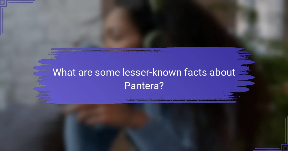 What are some lesser-known facts about Pantera?