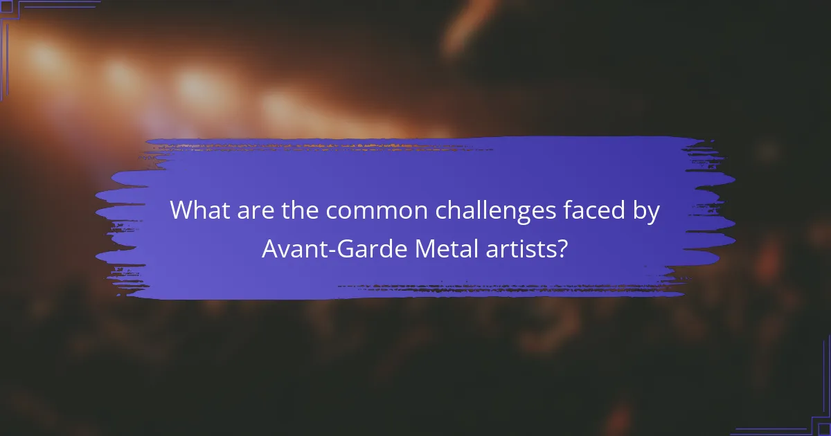 What are the common challenges faced by Avant-Garde Metal artists?