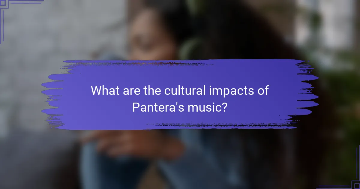 What are the cultural impacts of Pantera's music?