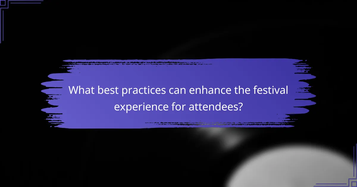 What best practices can enhance the festival experience for attendees?
