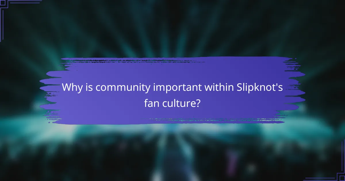 Why is community important within Slipknot's fan culture?